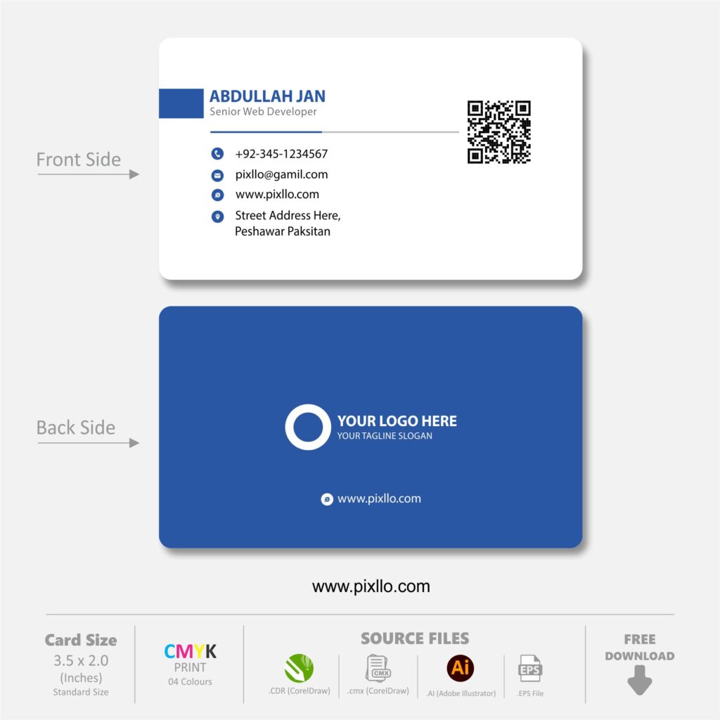 Download Free Modern Business Card CDR Template Design with source files CorelDraw & Illustrator files (.cdr/.ai/.cmx/.eps) from pixllo.com
