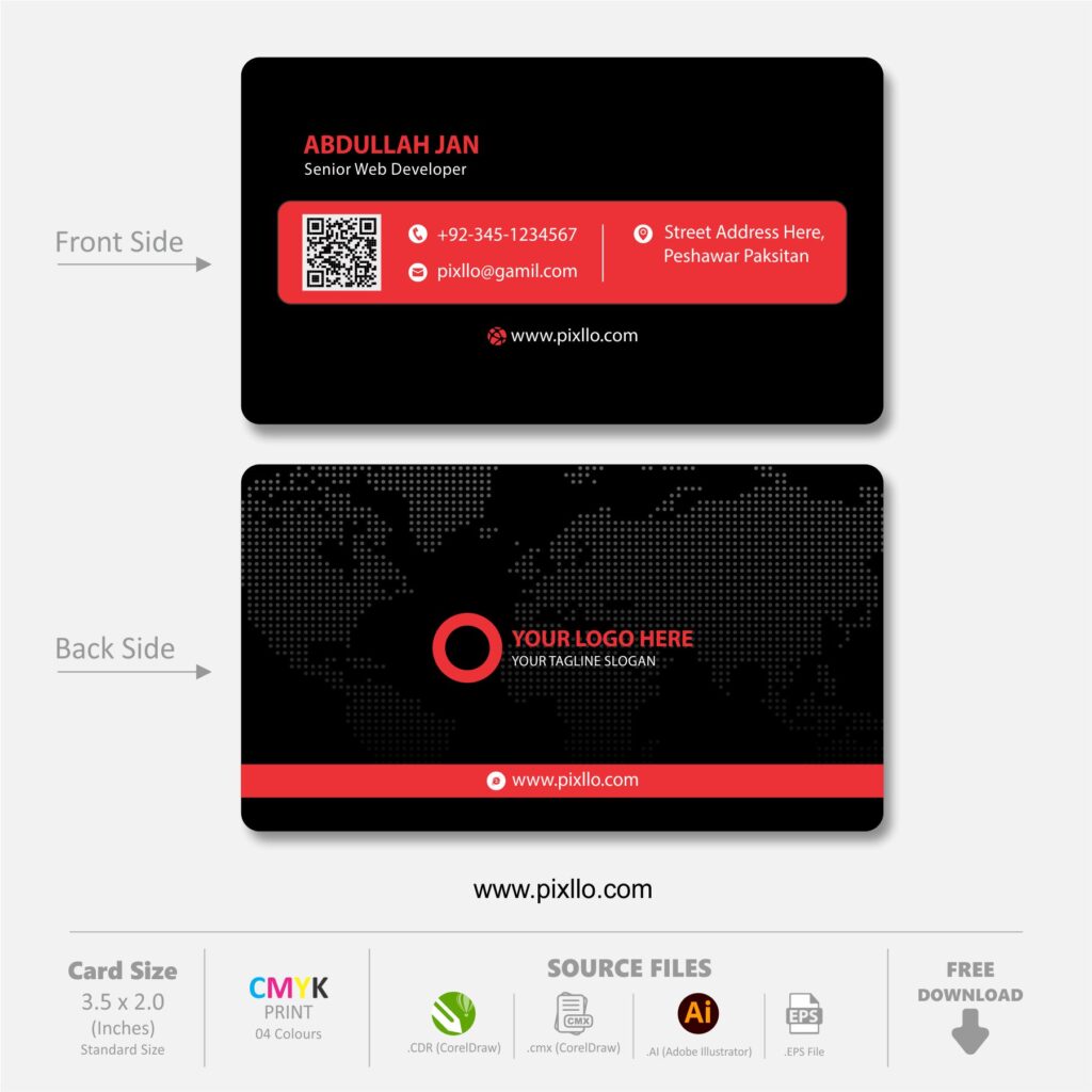 Download Free Business Card CDR Template Design with source files CorelDraw & Illustrator files (.cdr/.ai/.cmx/.eps) from pixllo.com