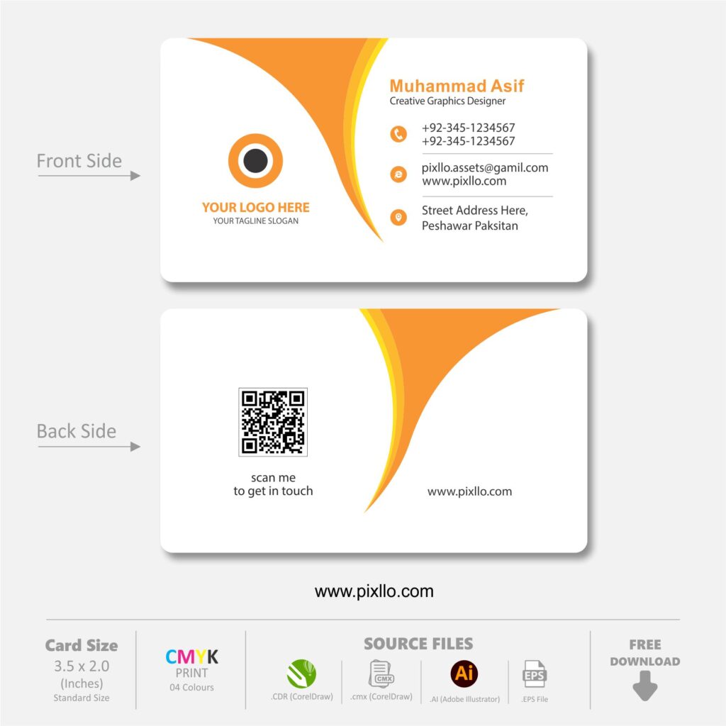 Download the Minimal Business Card Template with source files CorelDraw & Illustrator files (.cdr/.ai/.cmx/.eps) from pixllo.com