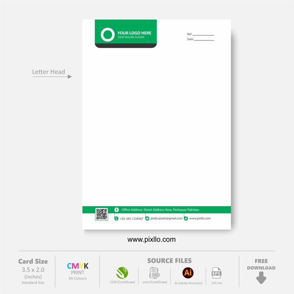 Download Professional Letter Head CDR Template Design with source files CorelDraw & Illustrator files (.cdr/.ai/.cmx/.eps) from pixllo.com