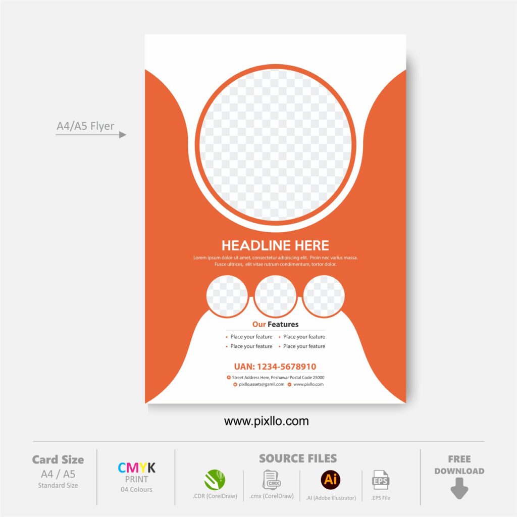 Download the Business Flyer Template with source files CorelDraw & Illustrator files (.cdr/.ai/.cmx/.eps) from pixllo.com