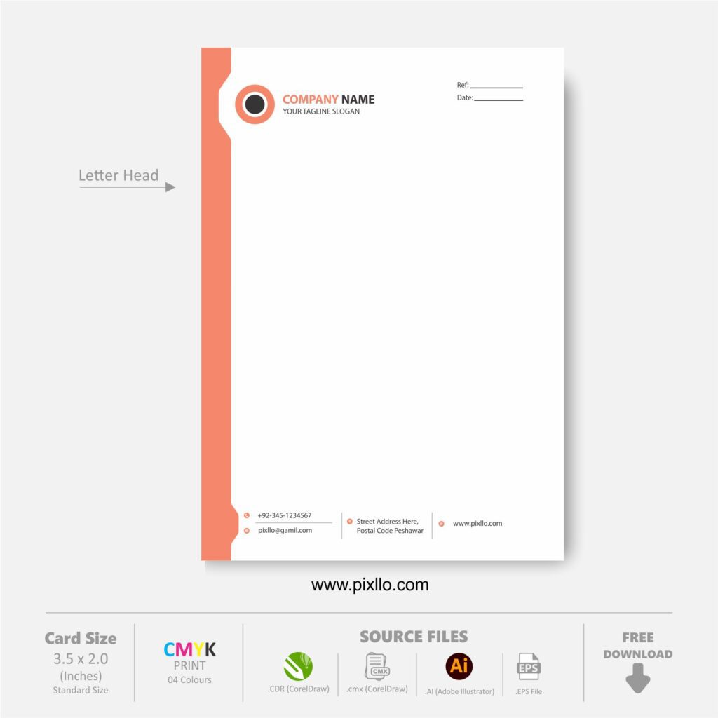 Download Free Classic Letter Head CDR Template Design with source files CorelDraw & Illustrator files (.cdr/.ai/.cmx/.eps) from pixllo.com