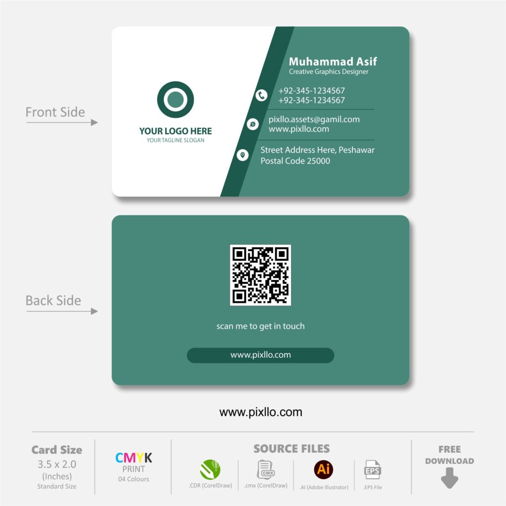 Download the Corporate Business Card Template with source files CorelDraw & Illustrator files (.cdr/.ai/.cmx/.eps) from pixllo.com