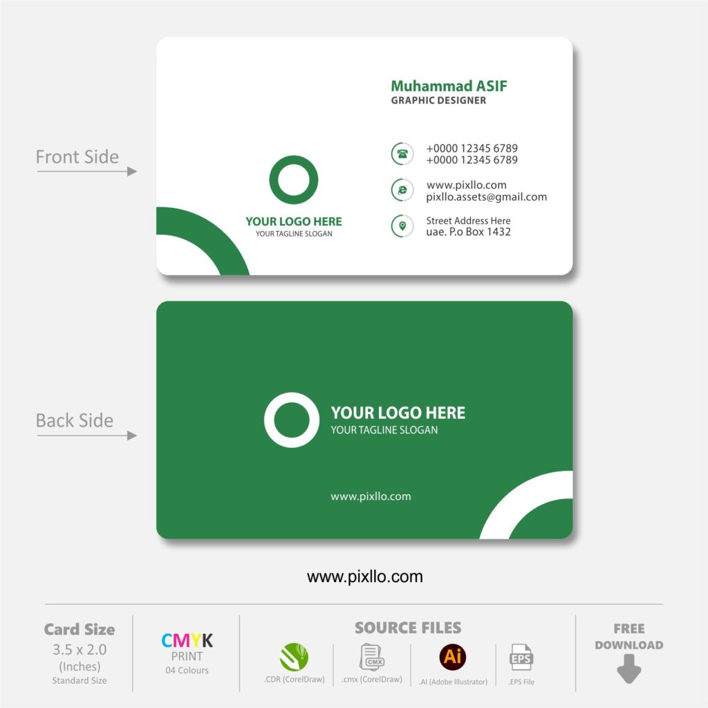 Download Free Company Business Card Design Template with source files CorelDraw & Illustrator files (.cdr/.ai/.cmx/.eps) from pixllo.com