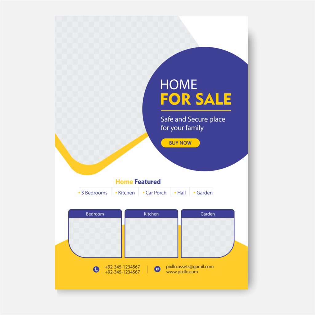 Download the Home For Sale Flyer Template with source files CorelDraw & Illustrator files (.cdr/.ai/.cmx/.eps) from pixllo.com