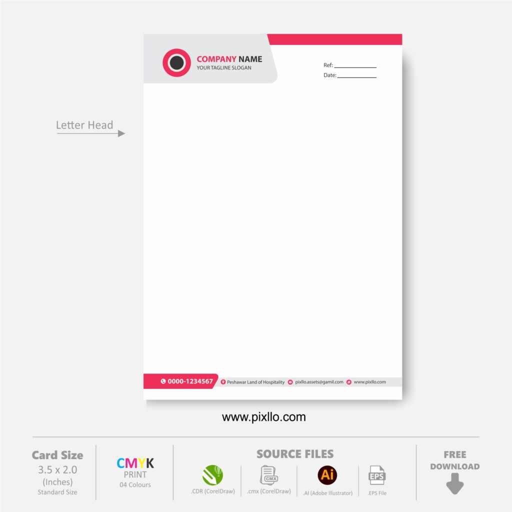 Download Free Modern Elegant Letter Head Template Design with source files CorelDraw & Illustrator files (.cdr/.ai/.cmx/.eps) from pixllo.com