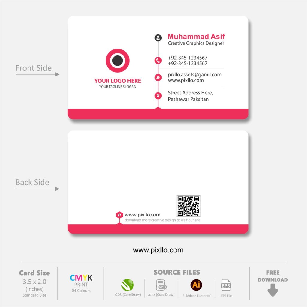 Download the Modern Elegant Business Card Template with source files CorelDraw & Illustrator files (.cdr/.ai/.cmx/.eps) from pixllo.com