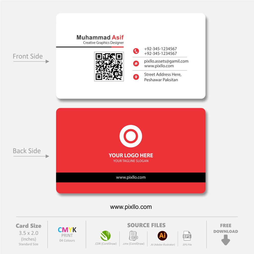 Download the Modern Minimalist Business Card Template with source files CorelDraw & Illustrator files (.cdr/.ai/.cmx/.eps) from pixllo.com