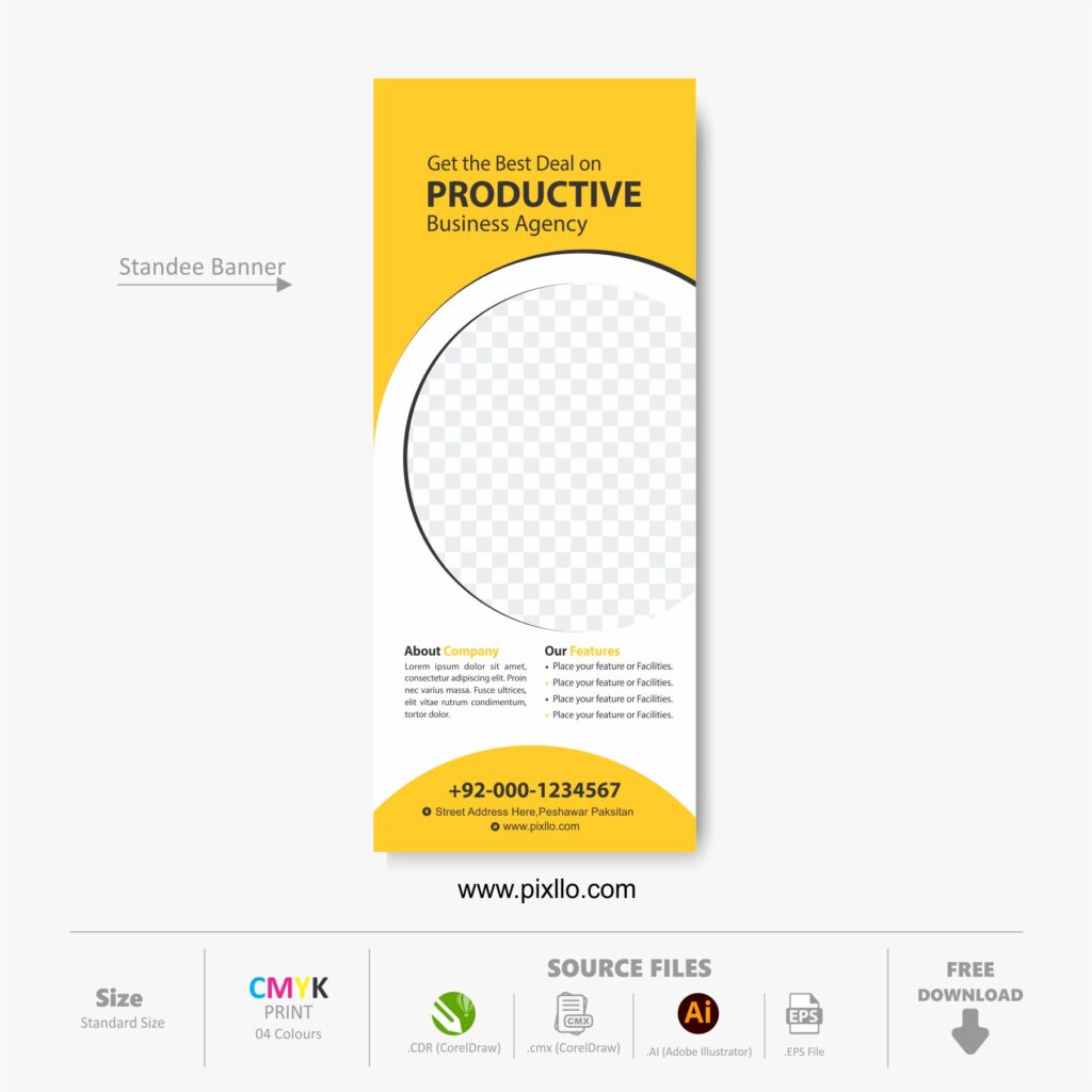 Download the Roll up / X Standee Template with source files CorelDraw & Illustrator files (.cdr/.ai/.cmx/.eps) from pixllo.com