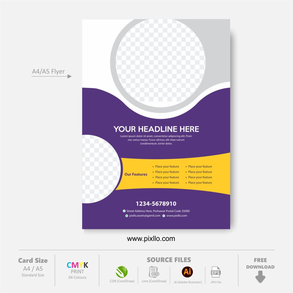 Download the Professional Business Flyer Template with source files CorelDraw & Illustrator files (.cdr/.ai/.cmx/.eps) from pixllo.com