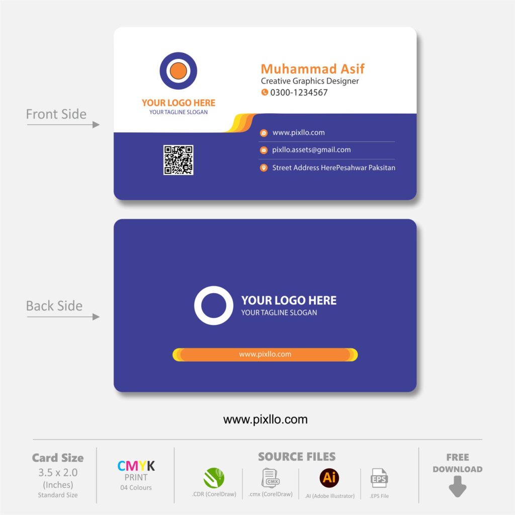 Download the Free Simple Business Card Template with source files CorelDraw & Illustrator files (.cdr/.ai/.cmx/.eps) from pixllo.com