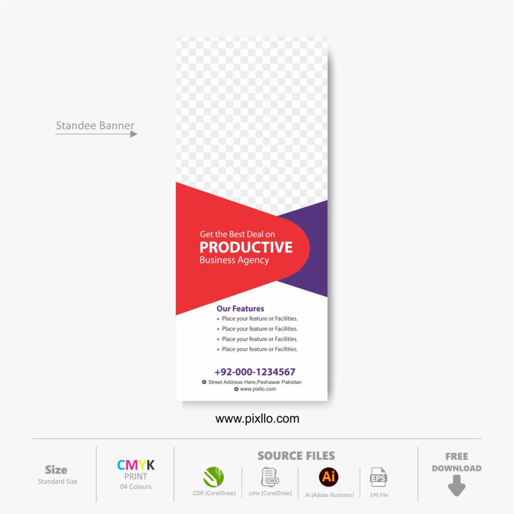 Download the X-Standee Banner Template with source files CorelDraw & Illustrator files (.cdr/.ai/.cmx/.eps) from pixllo.com