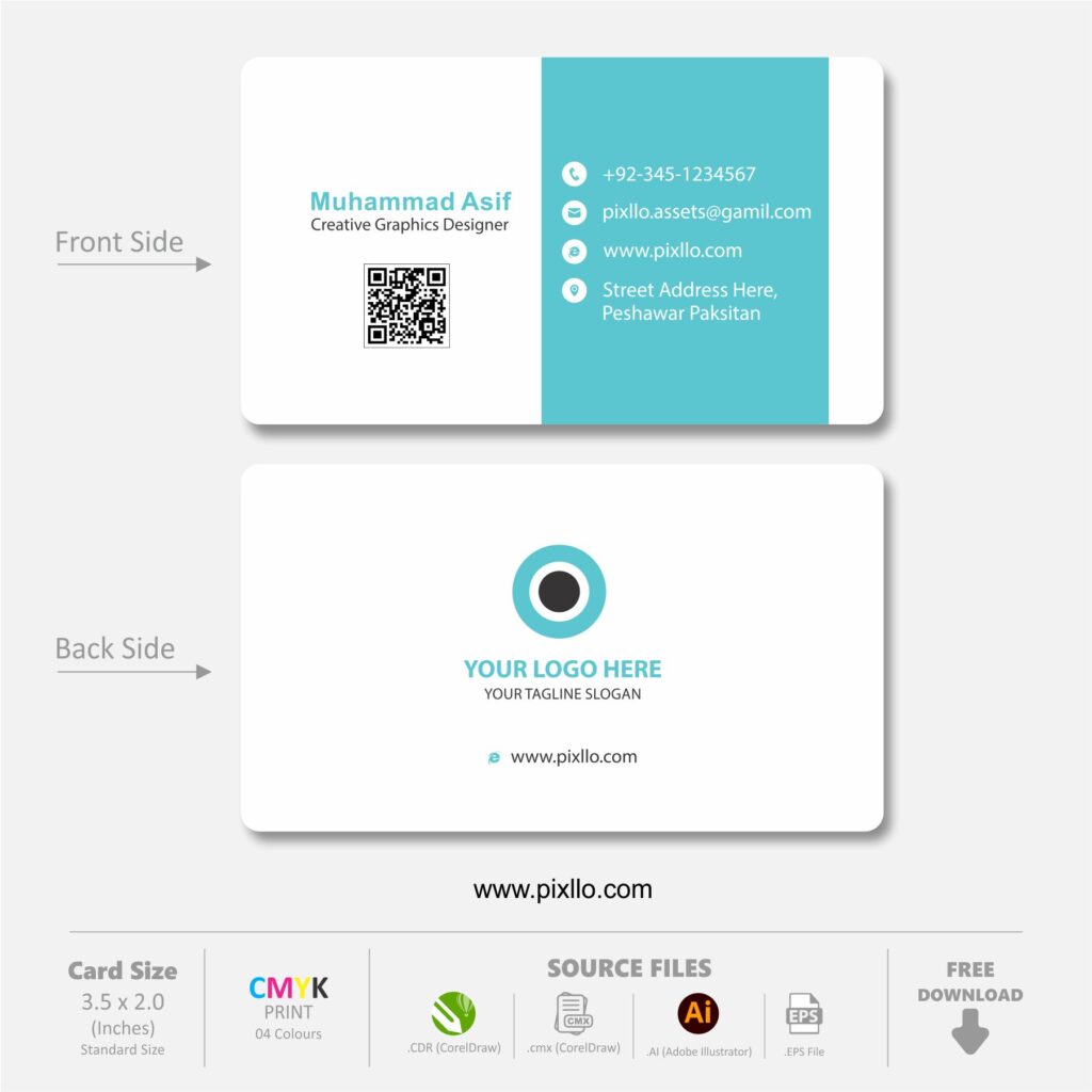 Download the Simple Unique Business Card Template with source files CorelDraw & Illustrator files (.cdr/.ai/.cmx/.eps) from pixllo.com