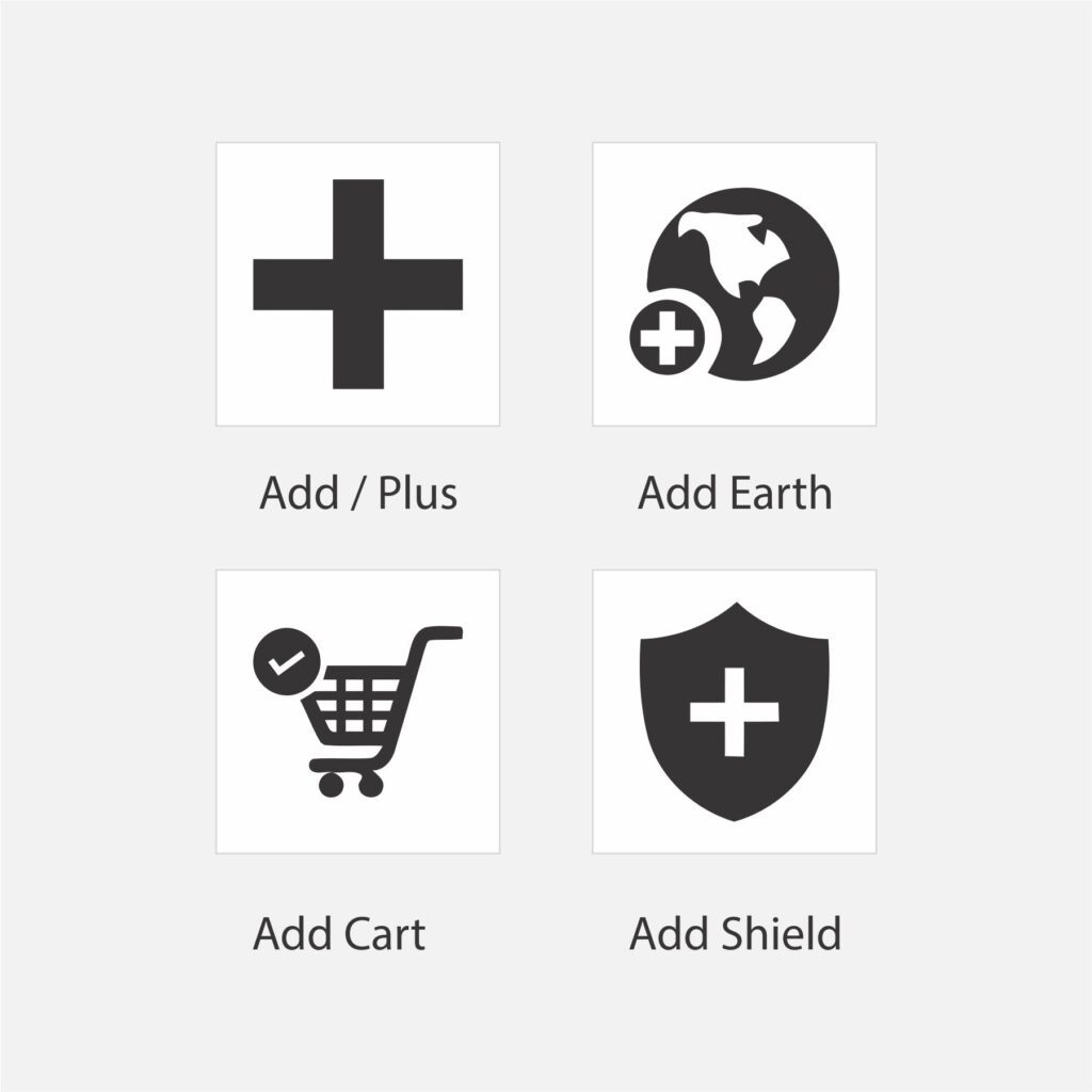Download the Add, Earth, Cart, Sheild Icons with source files CorelDraw & Illustrator files (.cdr/.ai/.cmx/.eps) from pixllo.com