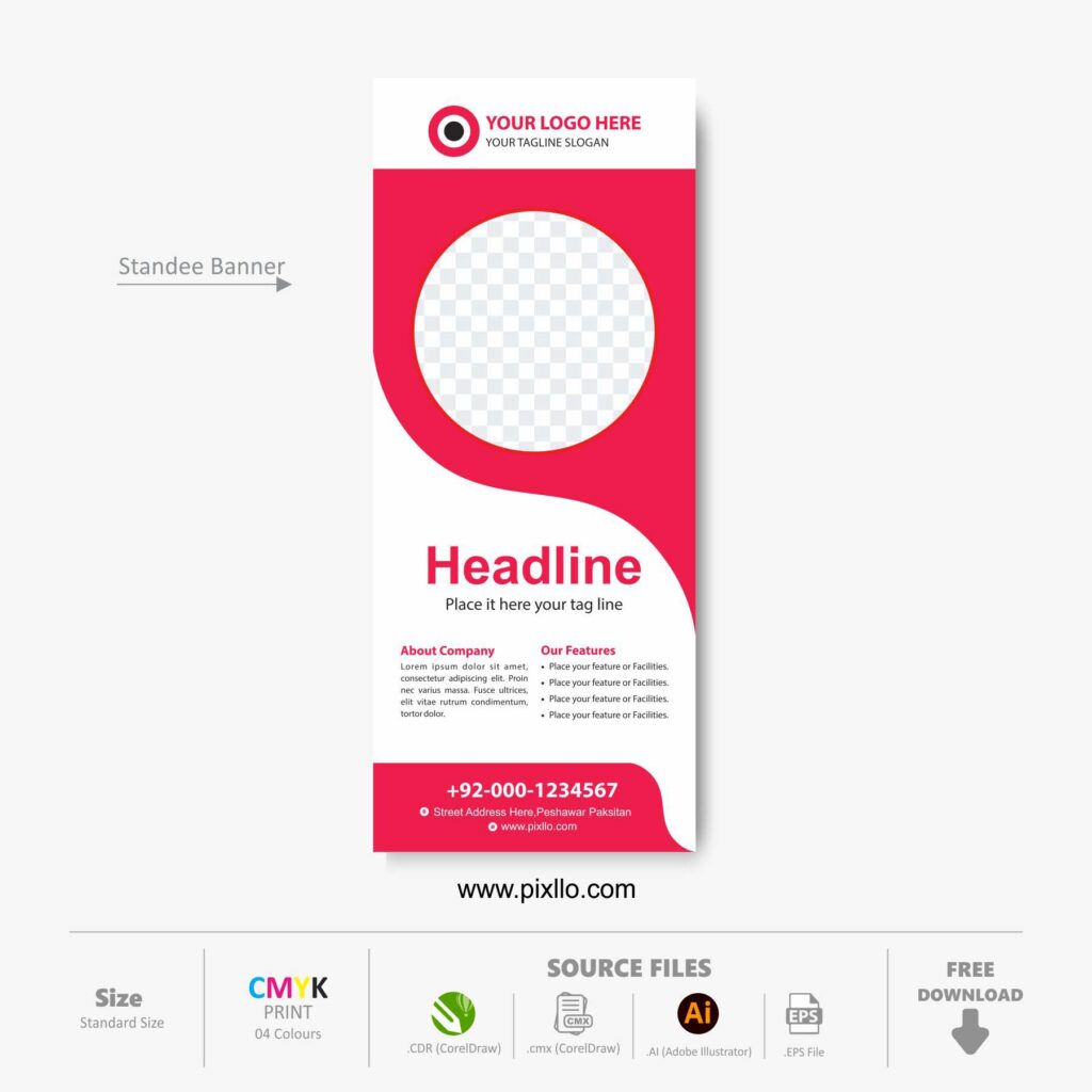 Download the Corporate Rollup Banner Template with source files CorelDraw & Illustrator files (.cdr/.ai/.cmx/.eps) from pixllo.com