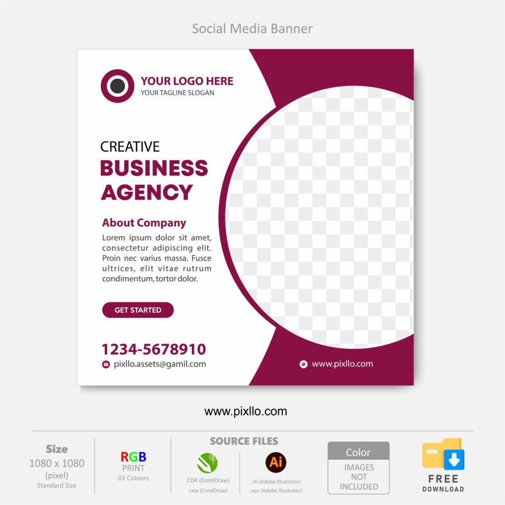 Download the Creative Business Agency Social Media Post Template with source files CorelDraw & Illustrator files (.cdr/.ai/.cmx/.eps) from pixllo.com
