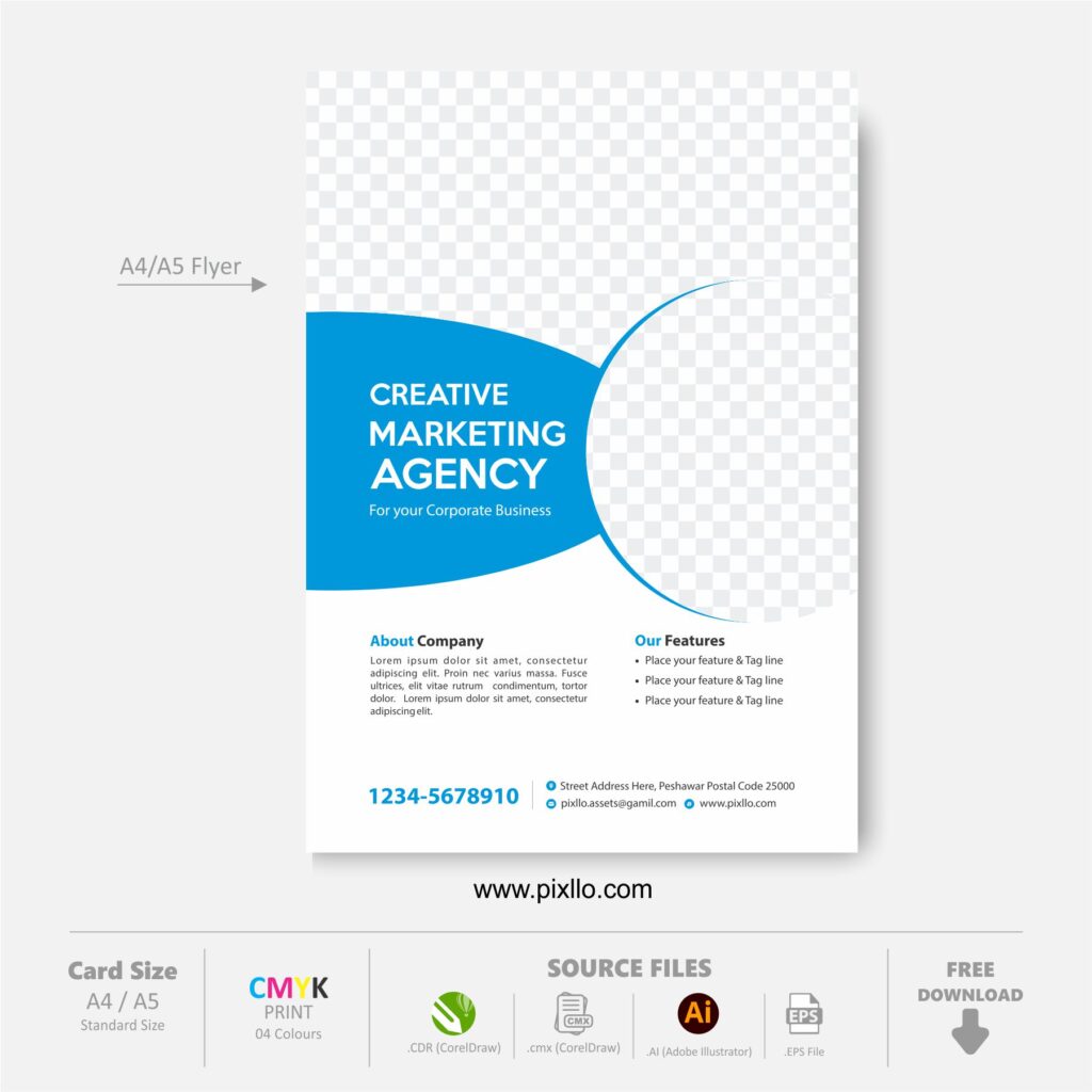 Download the Digital Marketing Agency Flyer Template with source files CorelDraw & Illustrator files (.cdr/.ai/.cmx/.eps) from pixllo.com