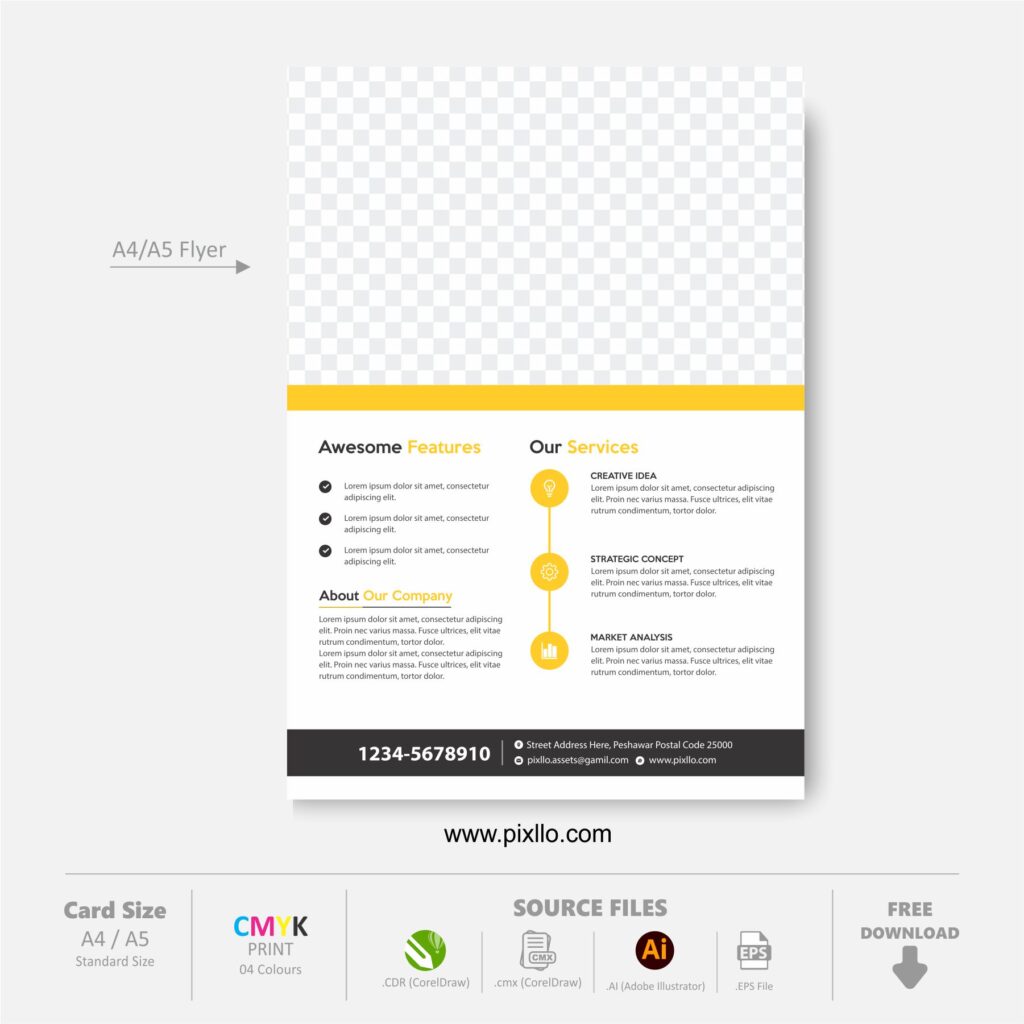 Download the Creative Marketing Agency Flyer Template with source files CorelDraw & Illustrator files (.cdr/.ai/.cmx/.eps) from pixllo.com
