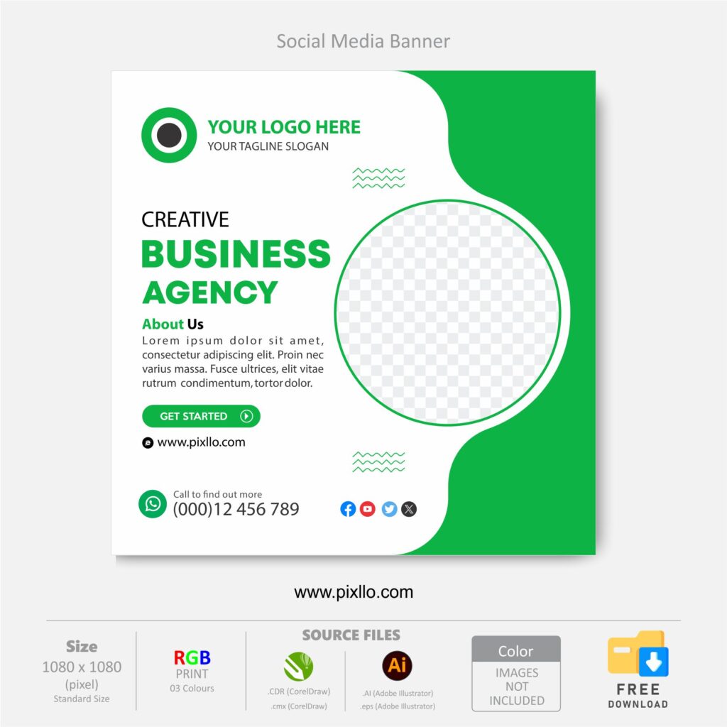 Download the Creative Marketing Social Media Post Template with source files CorelDraw & Illustrator files (.cdr/.ai/.cmx/.eps) from pixllo.com