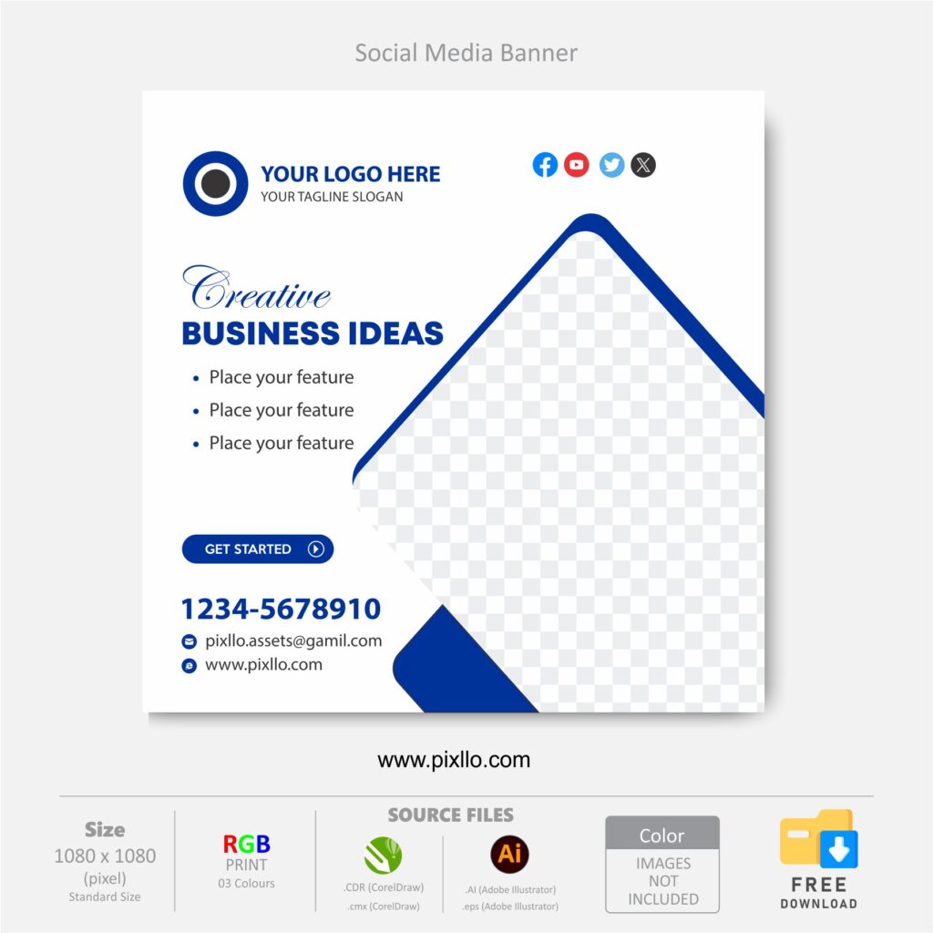 Download the Creative Marketing Social Media Post Template with source files CorelDraw & Illustrator files (.cdr/.ai/.cmx/.eps) from pixllo.com