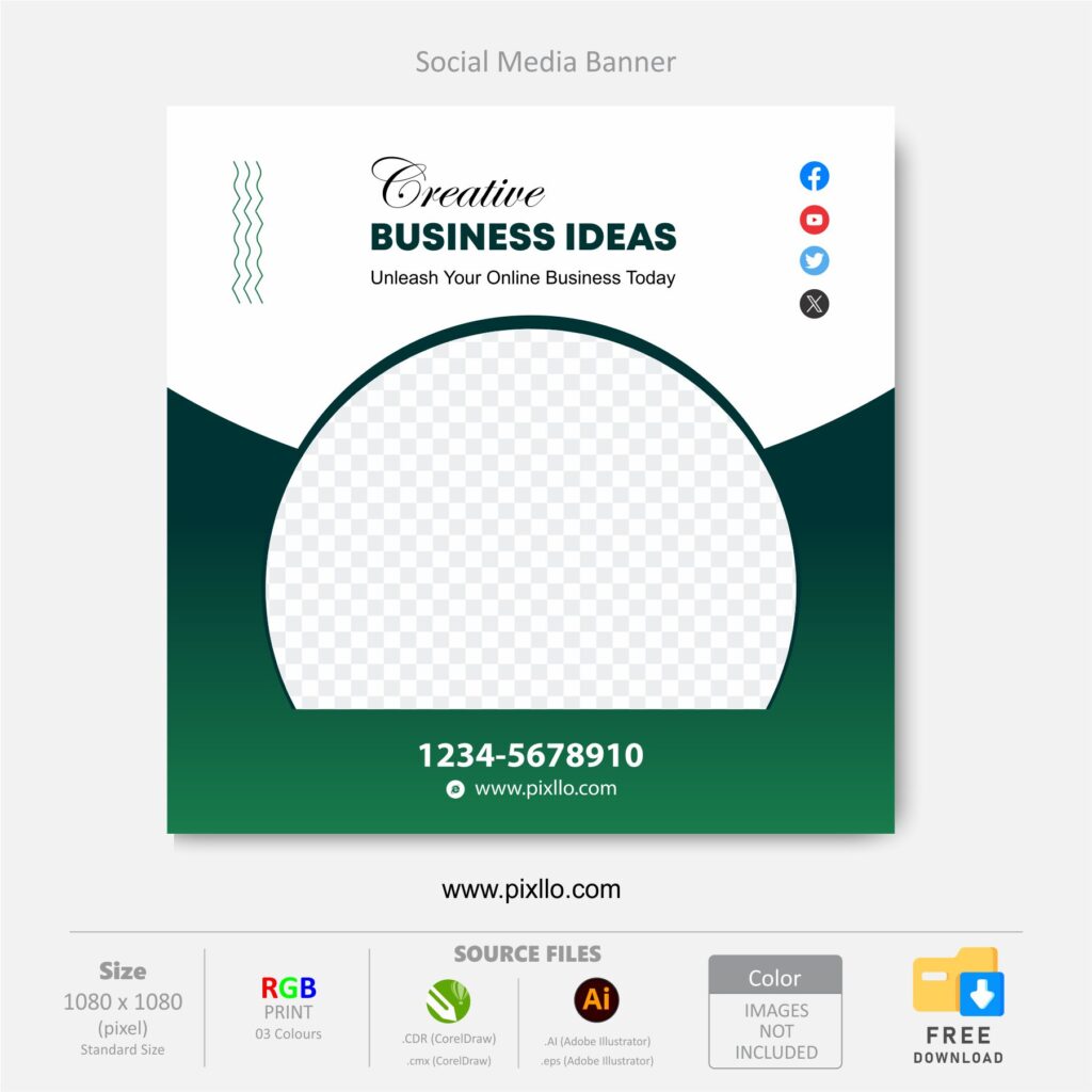 Download the Creative Marketing Social Media Post Template with source files CorelDraw & Illustrator files (.cdr/.ai/.cmx/.eps) from pixllo.com