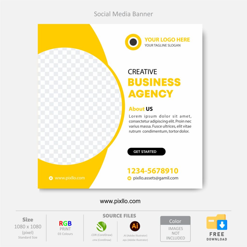 Download the Creative Marketing Social Media Post Template with source files CorelDraw & Illustrator files (.cdr/.ai/.cmx/.eps) from pixllo.com