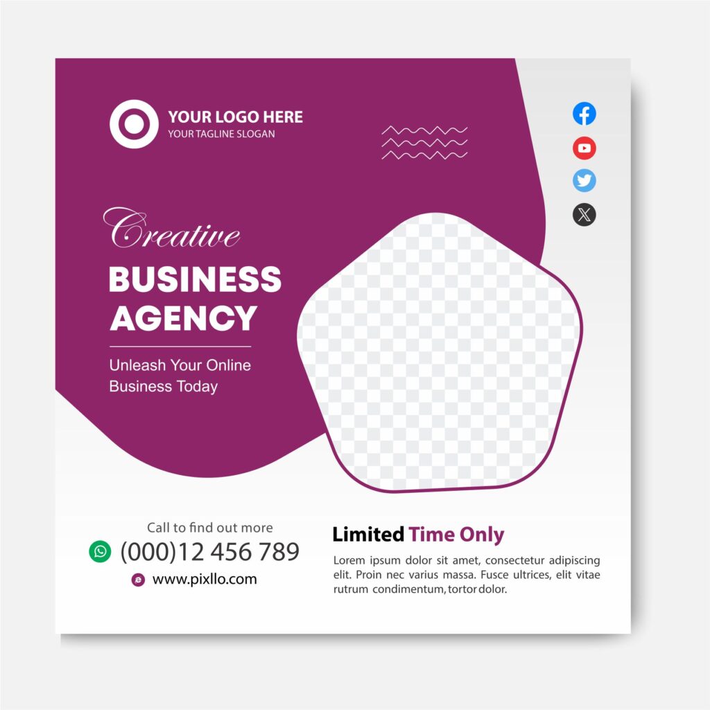 Download the Creative Marketing Social Media Post Template with source files CorelDraw & Illustrator files (.cdr/.ai/.cmx/.eps) from pixllo.com