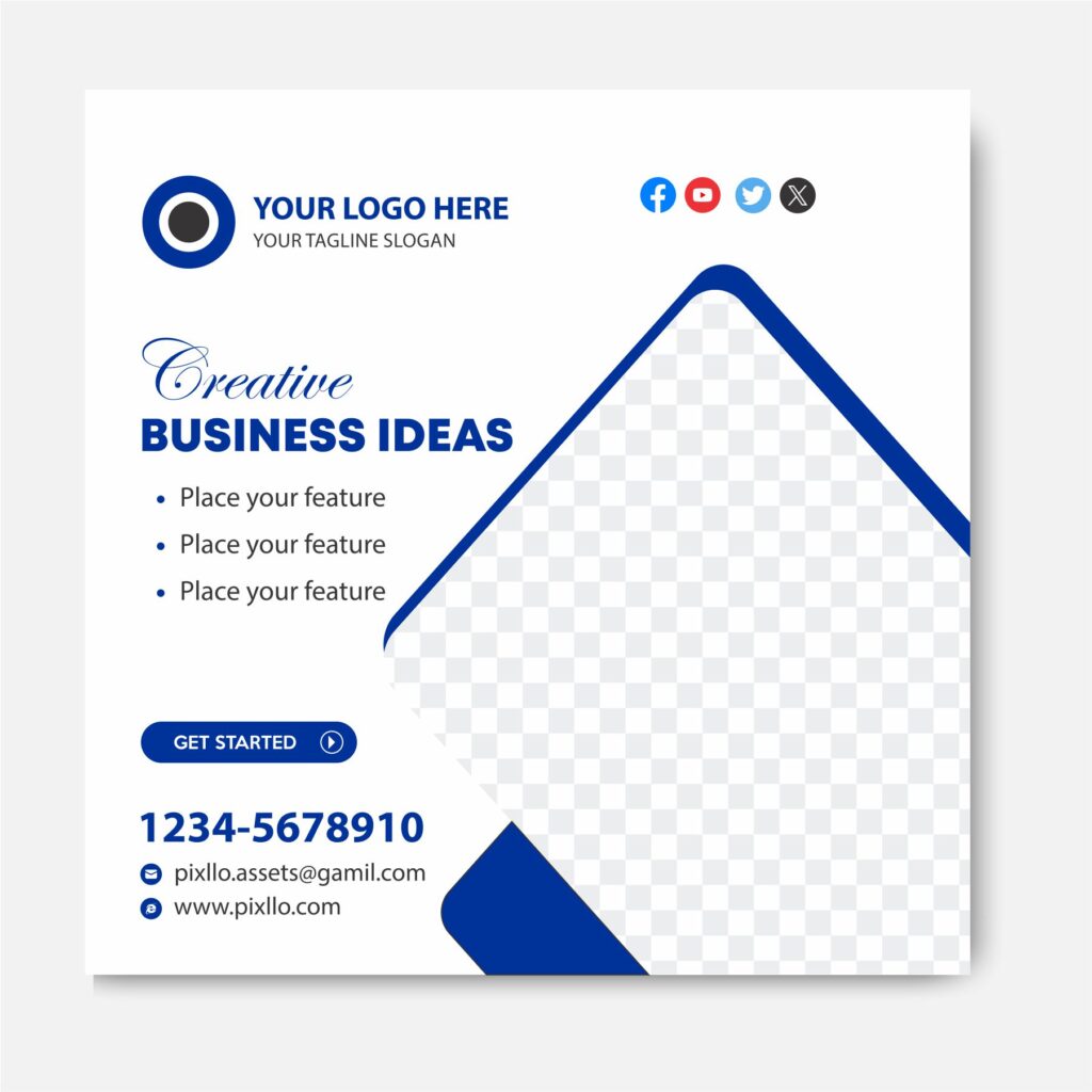 Download the Creative Marketing Social Media Post Template with source files CorelDraw & Illustrator files (.cdr/.ai/.cmx/.eps) from pixllo.com