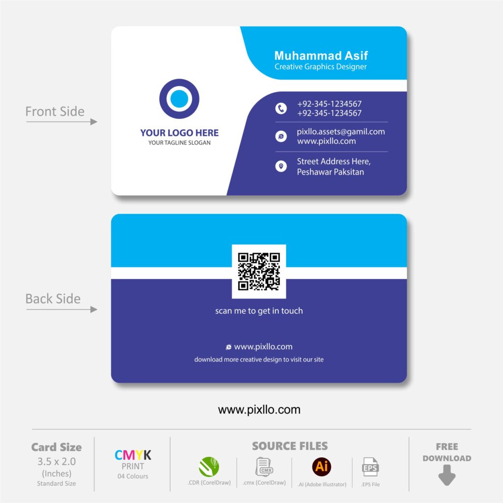 Download the Creative Simple Business Card Template with source files CorelDraw & Illustrator files (.cdr/.ai/.cmx/.eps) from pixllo.com