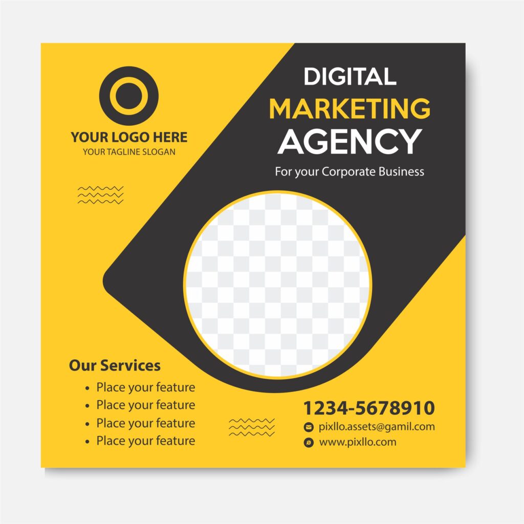 Download the Digital Marketing Social Media Post Template with source files CorelDraw & Illustrator files (.cdr/.ai/.cmx/.eps) from pixllo.com