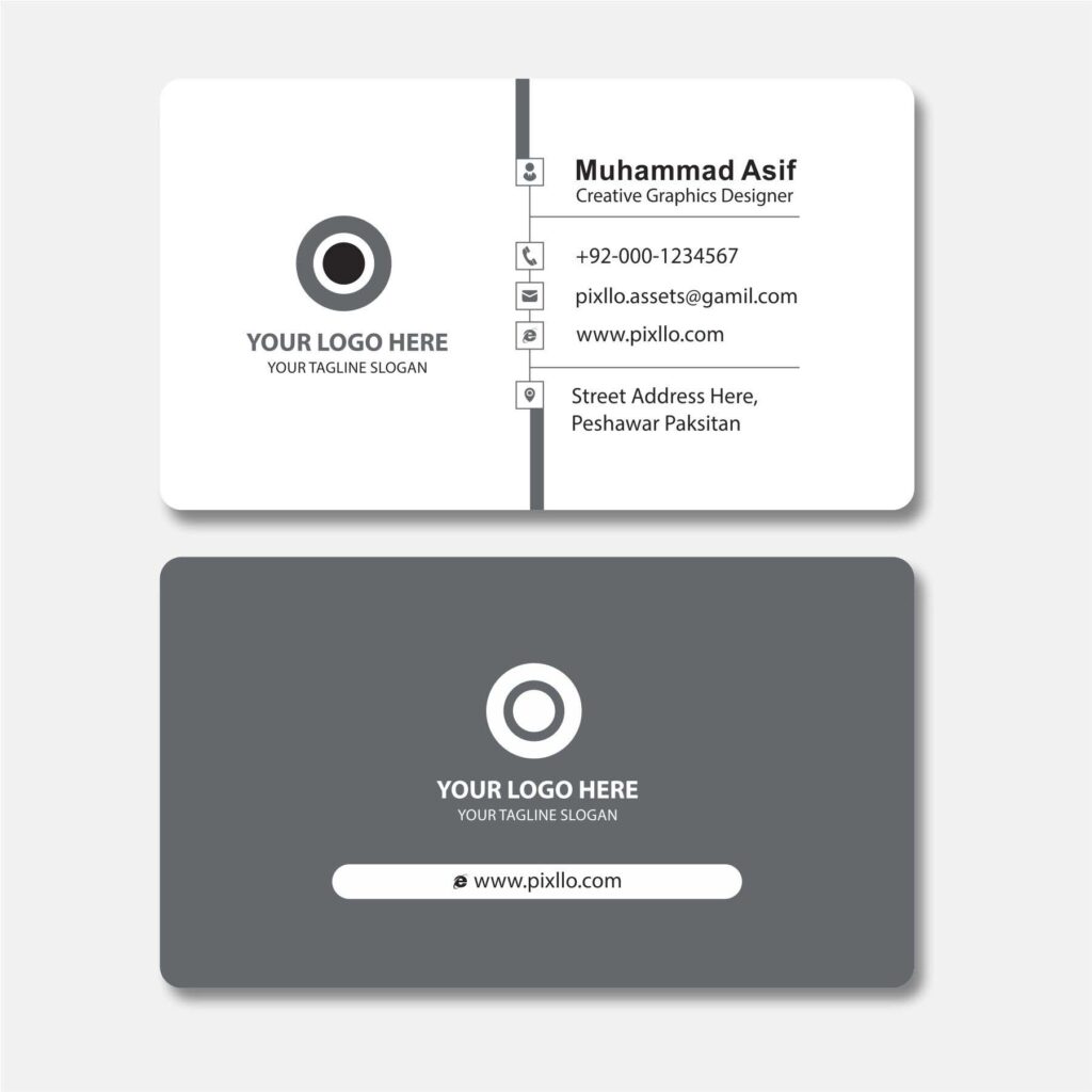 Download the Grey Business Card Template with source files CorelDraw & Illustrator files (.cdr/.ai/.cmx/.eps) from pixllo.com