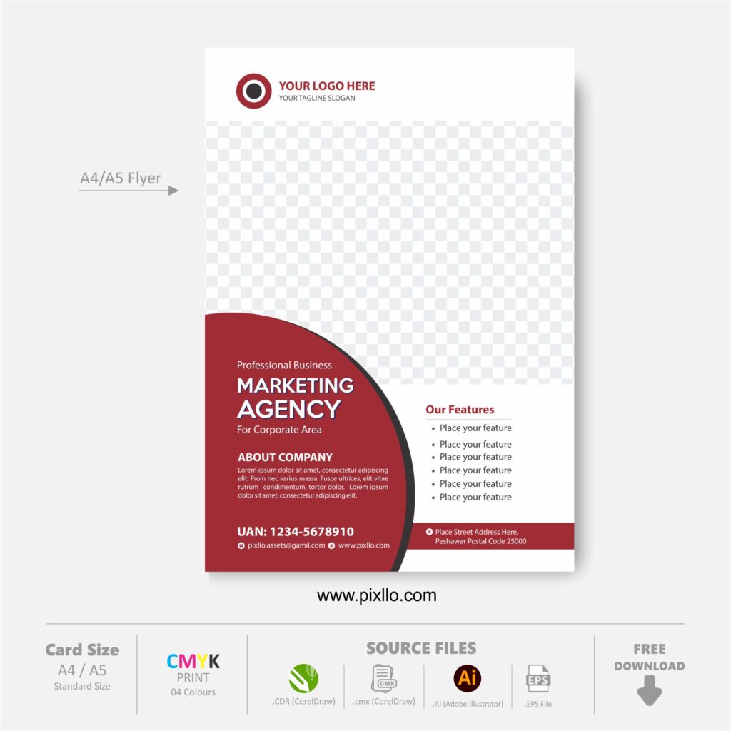 Download the Marketing Agency Flyer Template with source files CorelDraw & Illustrator files (.cdr/.ai/.cmx/.eps) from pixllo.com