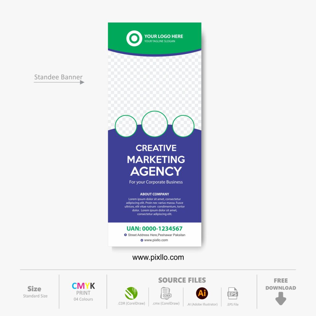 Download the Marketing Agency Rollup Banner Template with source files CorelDraw & Illustrator files (.cdr/.ai/.cmx/.eps) from pixllo.com