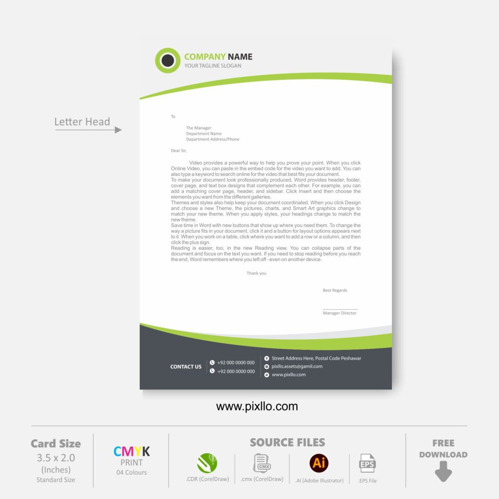Download the Free New Corporate Letter Head Template with source files CorelDraw & Illustrator files (.cdr/.ai/.cmx/.eps) from pixllo.com