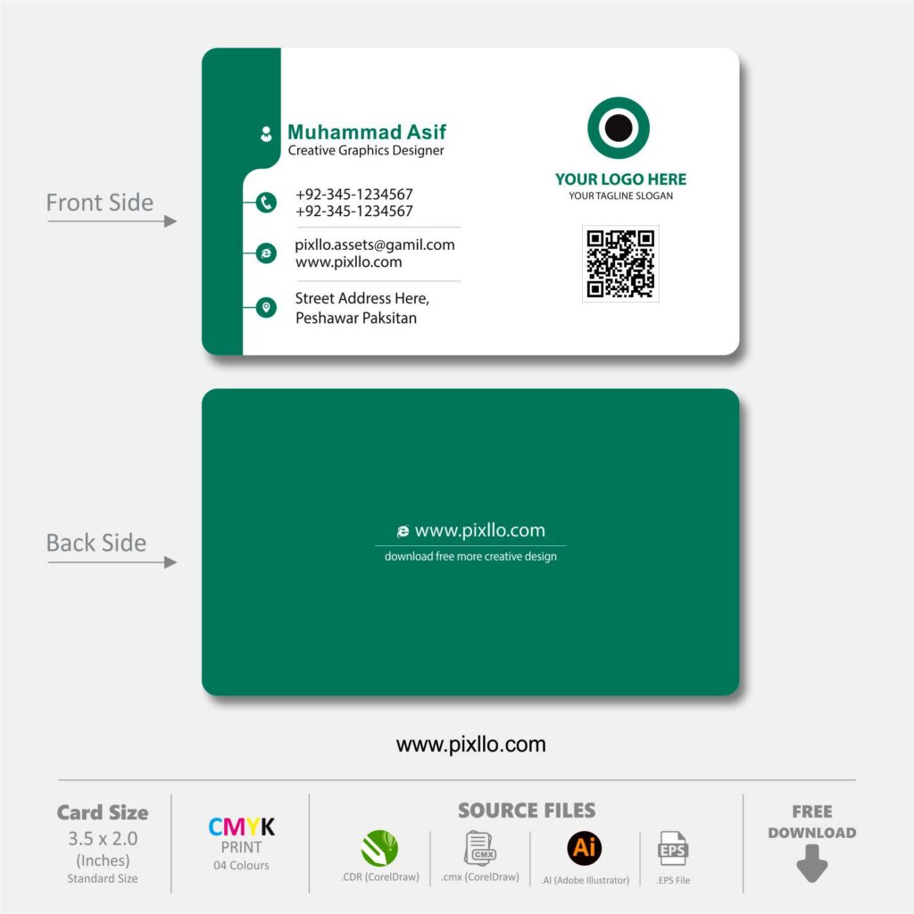 Download the Simple Corporate Business Card Template with source files CorelDraw & Illustrator files (.cdr/.ai/.cmx/.eps) from pixllo.com