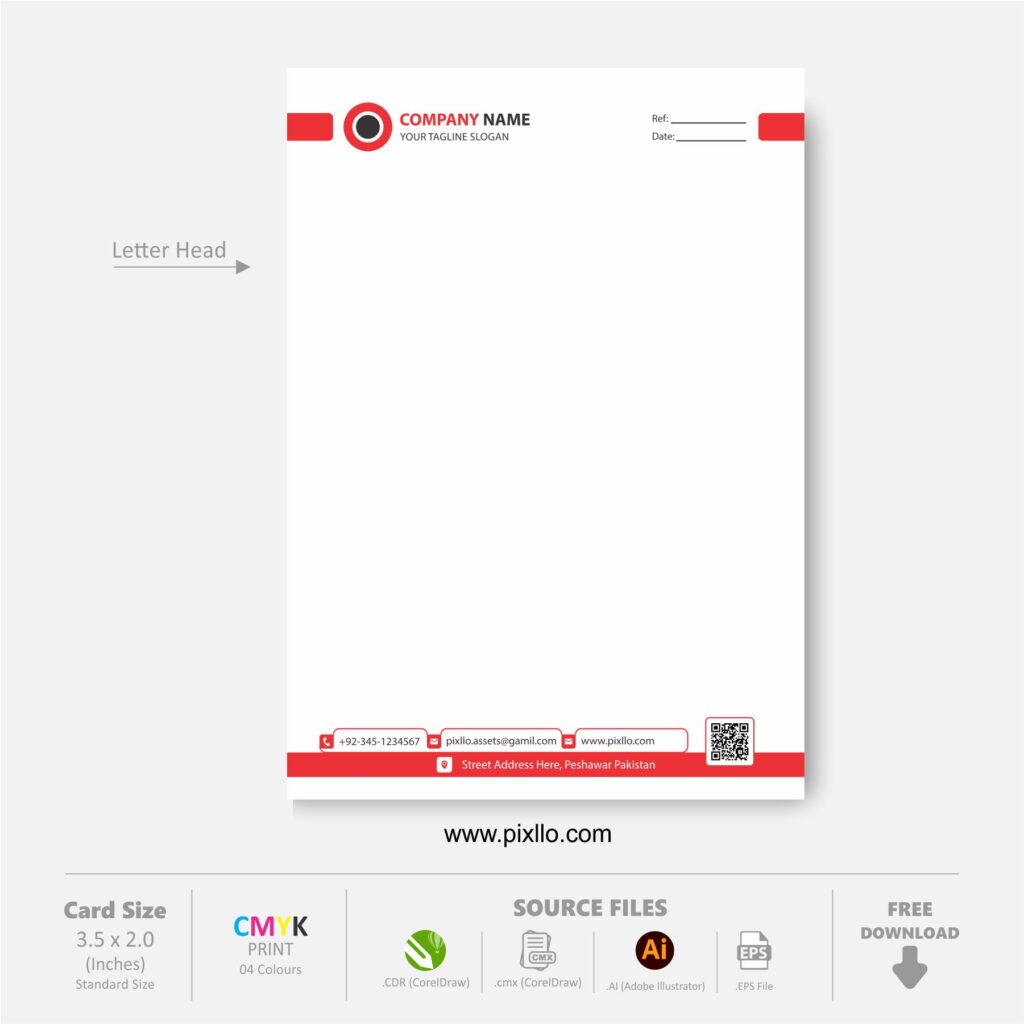 Download Free Simple Elegant Letter Head Template Design with source files CorelDraw & Illustrator files (.cdr/.ai/.cmx/.eps) from pixllo.com