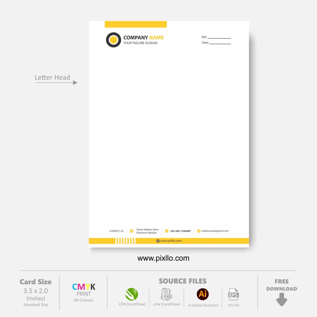 Download Free Simple Modern Letter Head Template Design with source files CorelDraw & Illustrator files (.cdr/.ai/.cmx/.eps) from pixllo.com