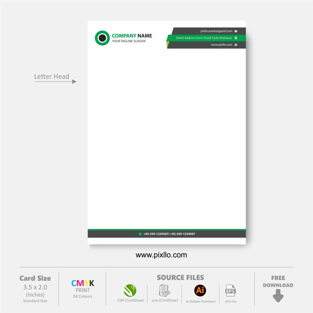 Download Free Unique Corporate Letter Head Template Design with source files CorelDraw & Illustrator files (.cdr/.ai/.cmx/.eps) from pixllo.com