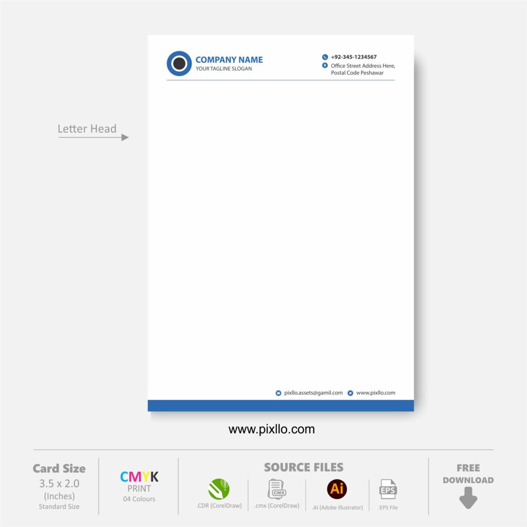 Download Free Simple Elegant Letter Head Template Design with source files CorelDraw & Illustrator files (.cdr/.ai/.cmx/.eps) from pixllo.com